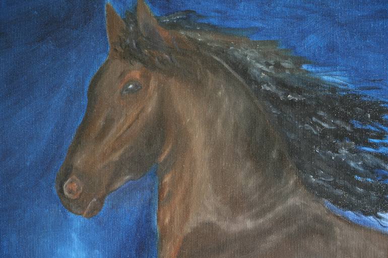 Original Fine Art Horse Painting by Ildiko Mecseri