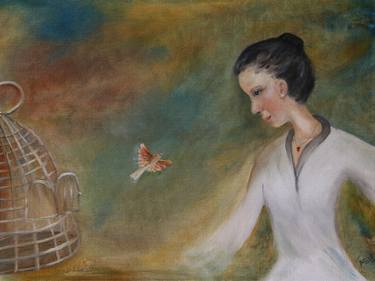 Original Fine Art Women Paintings by Ildiko Mecseri