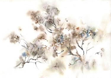 The winter hydrangea. Watercolor painting thumb