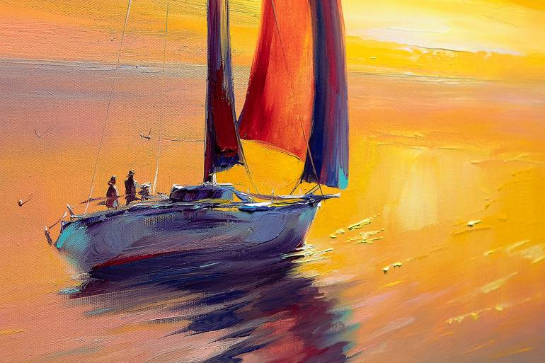 Original Boat Painting by Bozhena Fuchs