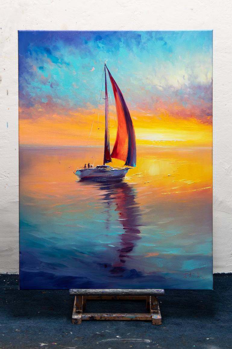 Original Boat Painting by Bozhena Fuchs