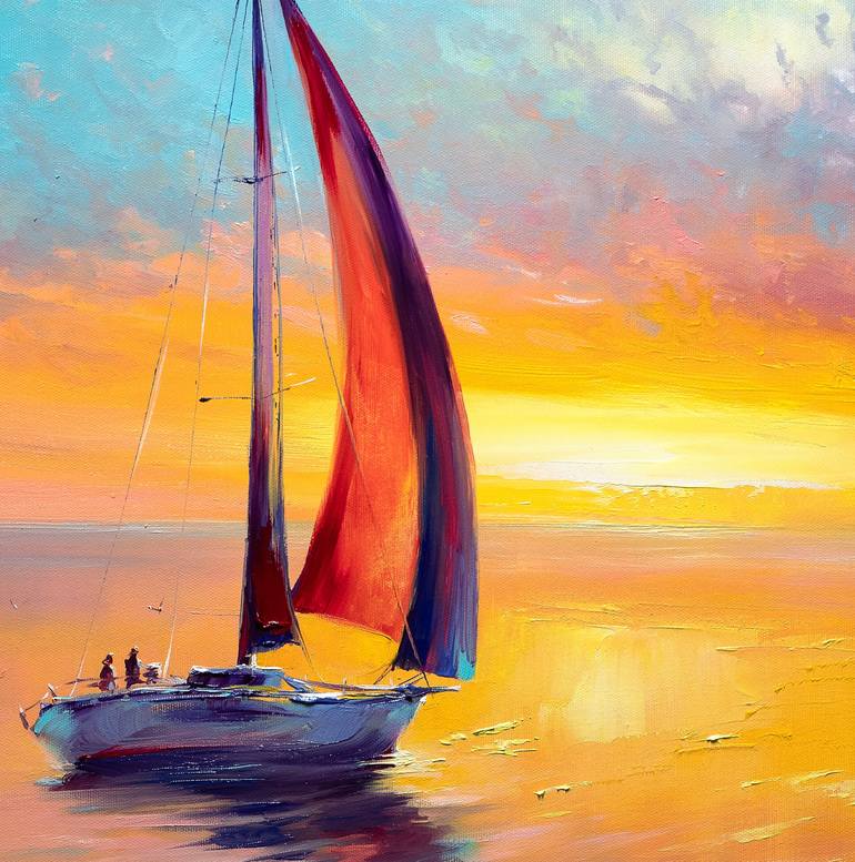 Original Boat Painting by Bozhena Fuchs