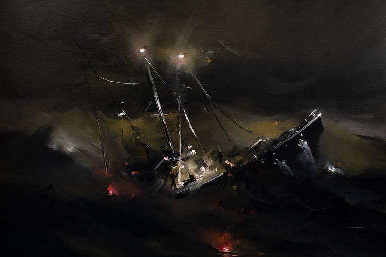 Original Ship Painting by Bozhena Fuchs