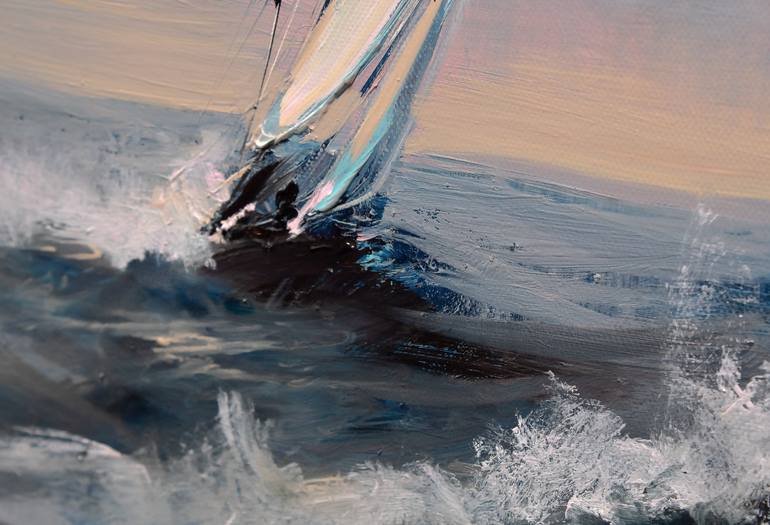 Original Conceptual Boat Painting by Bozhena Fuchs