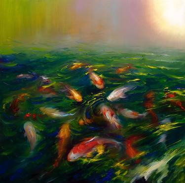 Original Impressionism Fish Paintings by Bozhena Fuchs