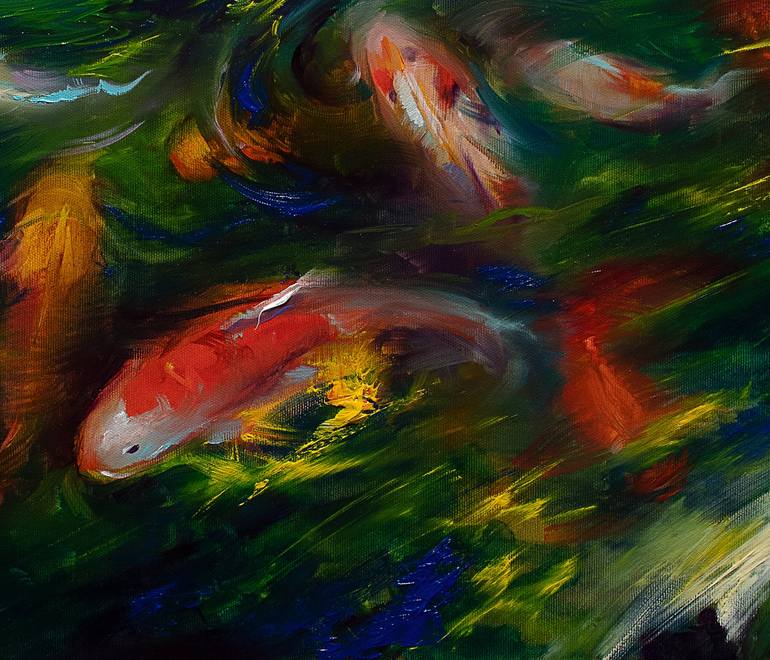Original Impressionism Fish Painting by Bozhena Fuchs