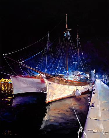 Original Impressionism Boat Paintings by Bozhena Fuchs