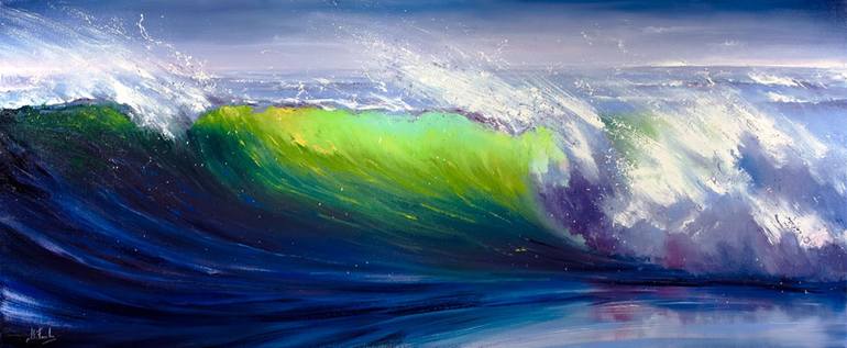 Bright Surf. Ocean Beach Painting Painting by Bozhena Fuchs | Saatchi Art