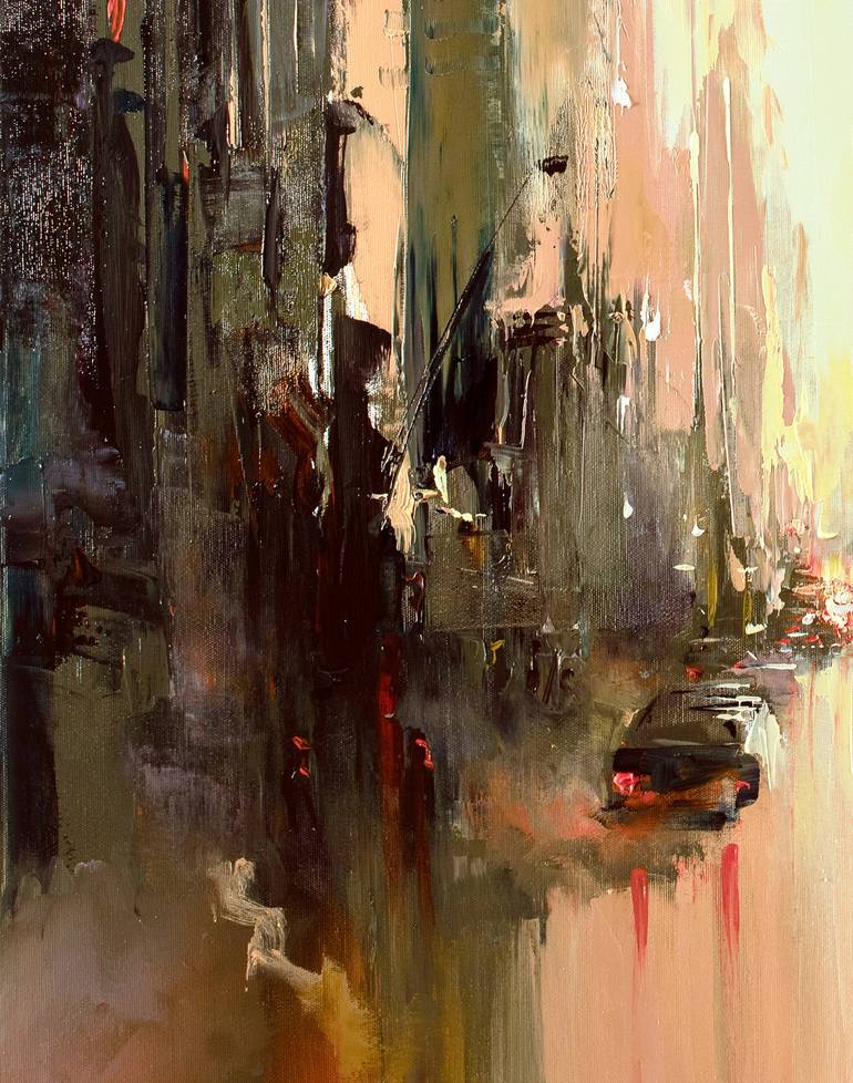 Original Abstract Expressionism Cities Painting by Bozhena Fuchs