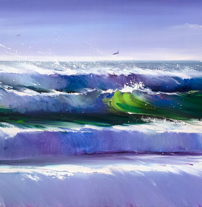 Original Expressionism Beach Painting by Bozhena Fuchs