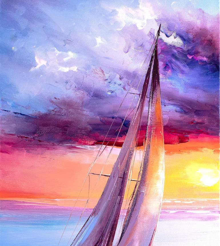 Original Sailboat Painting by Bozhena Fuchs