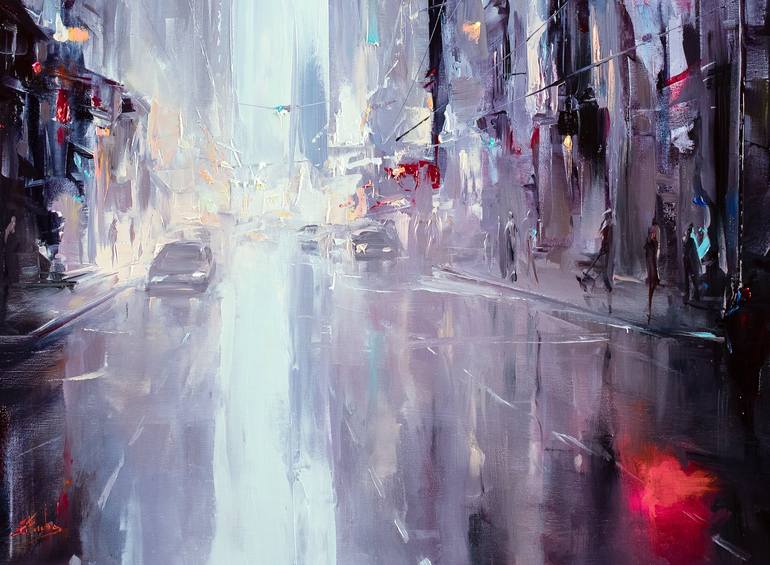 Original Fine Art Cities Painting by Bozhena Fuchs