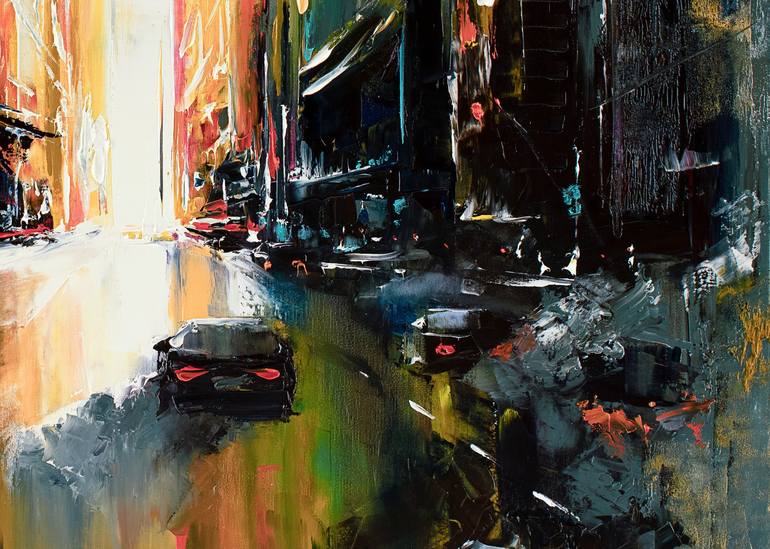 Original Abstract Cities Painting by Bozhena Fuchs