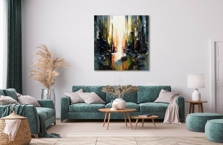 Original Abstract Cities Painting by Bozhena Fuchs