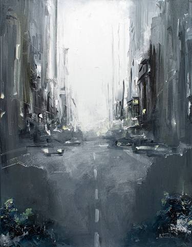 Original Abstract Cities Paintings by Bozhena Fuchs
