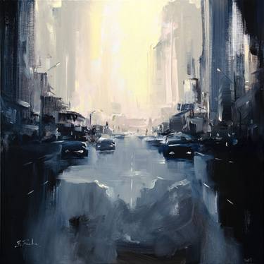 Original Abstract Expressionism Cities Paintings by Bozhena Fuchs
