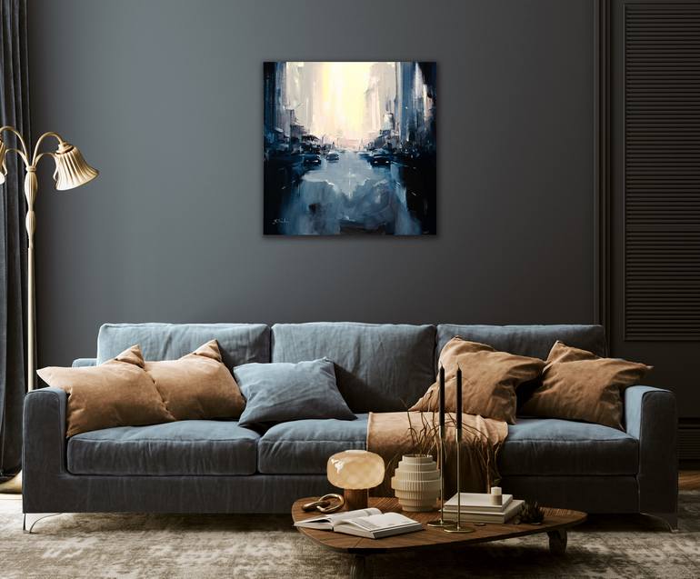 Original Abstract Expressionism Cities Painting by Bozhena Fuchs