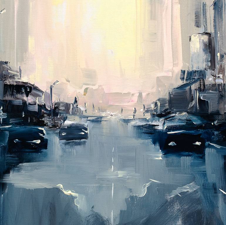 Original Abstract Expressionism Cities Painting by Bozhena Fuchs