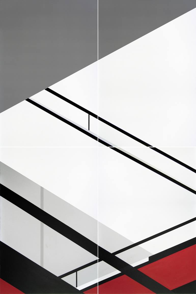 Original Architecture Painting by Andres Bonino | Abstract Art on Canvas | bh stairs