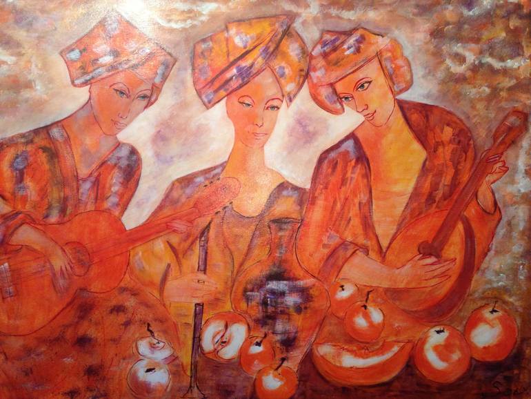 Original Women Painting by Diego Soca  Abstract Expressionism Art on Canvas  Musiciennes