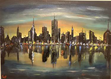 Original Abstract Expressionism Cities Paintings by Balint Szabo