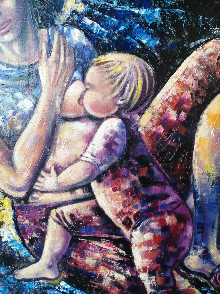 Original Expressionism Family Painting by Olena Brzhosniovska