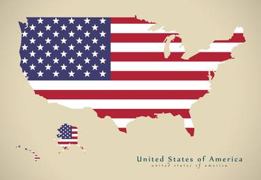 Modern Map - United states of America USA map with national colors thumb