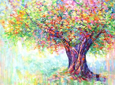 Original Impressionism Tree Paintings by Leon Devenice