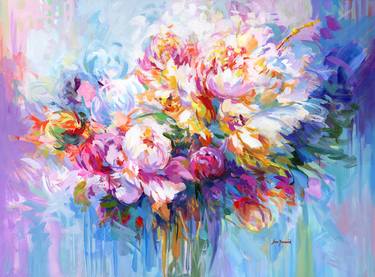 Original Impressionism Floral Paintings by Leon Devenice