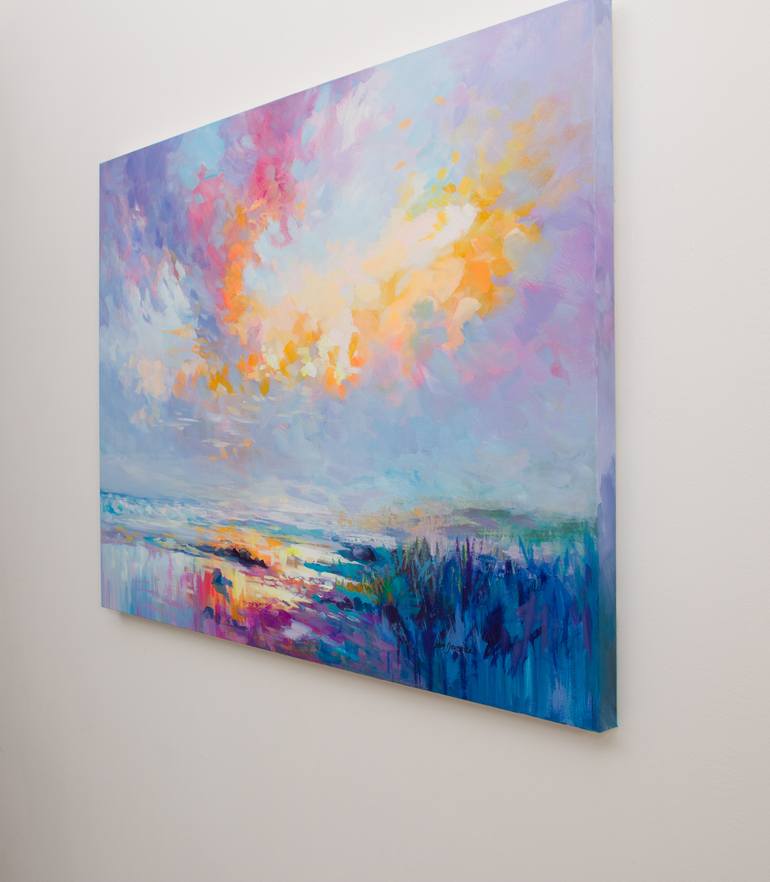 Original Abstract Beach Painting by Leon Devenice