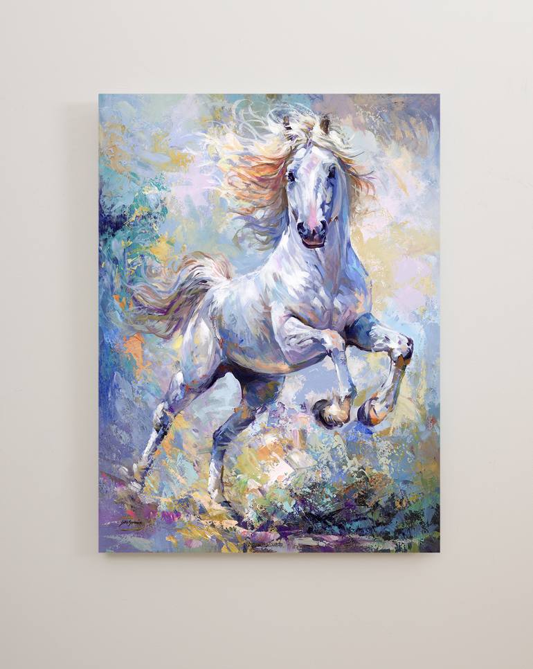 Original Abstract Expressionism Horse Painting by Leon Devenice