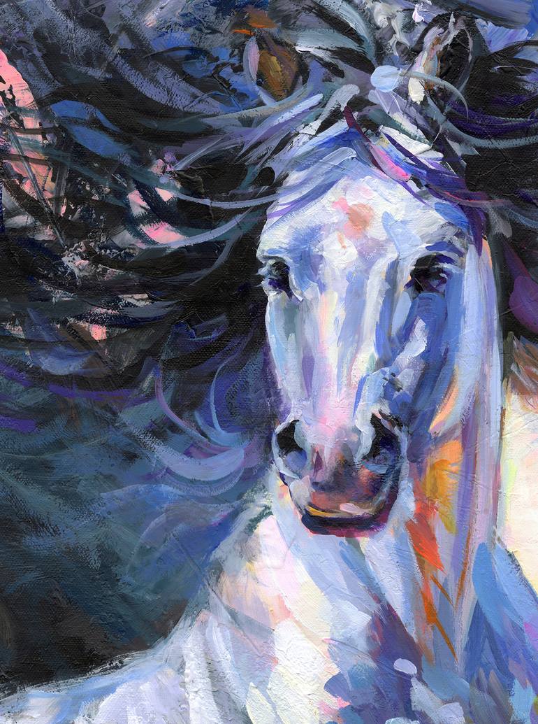 Original Abstract Horse Painting by Leon Devenice