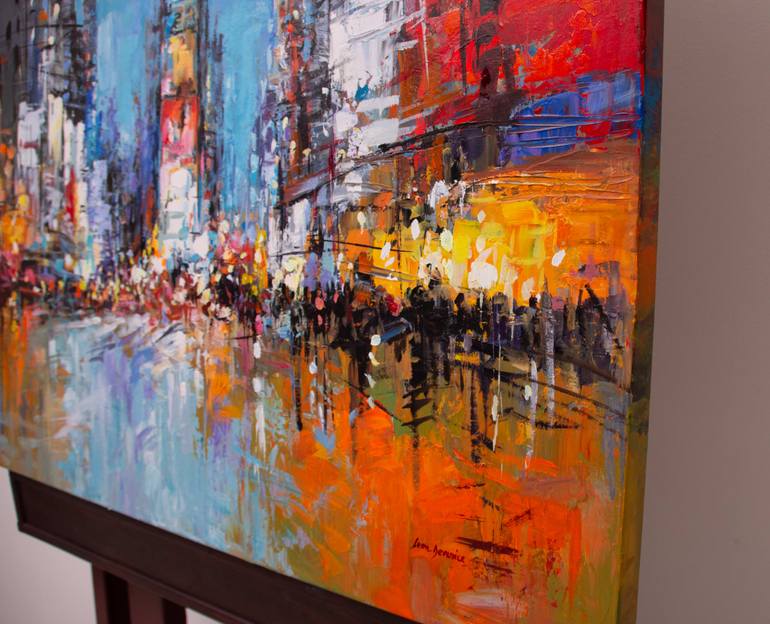 Original Abstract Cities Painting by Leon Devenice