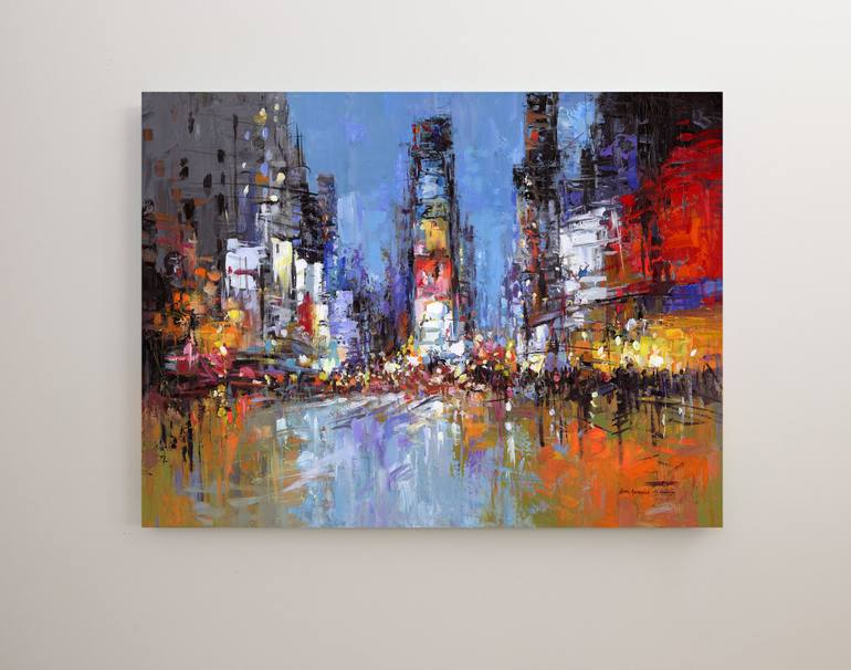 Original Abstract Cities Painting by Leon Devenice