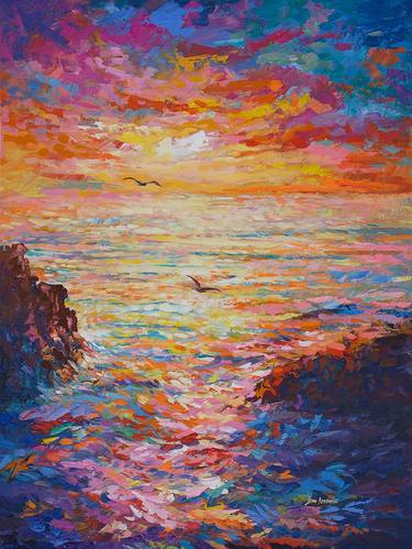 Original Impressionism Seascape Paintings by Leon Devenice