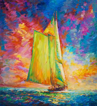 Original Impressionism Boat Paintings by Leon Devenice