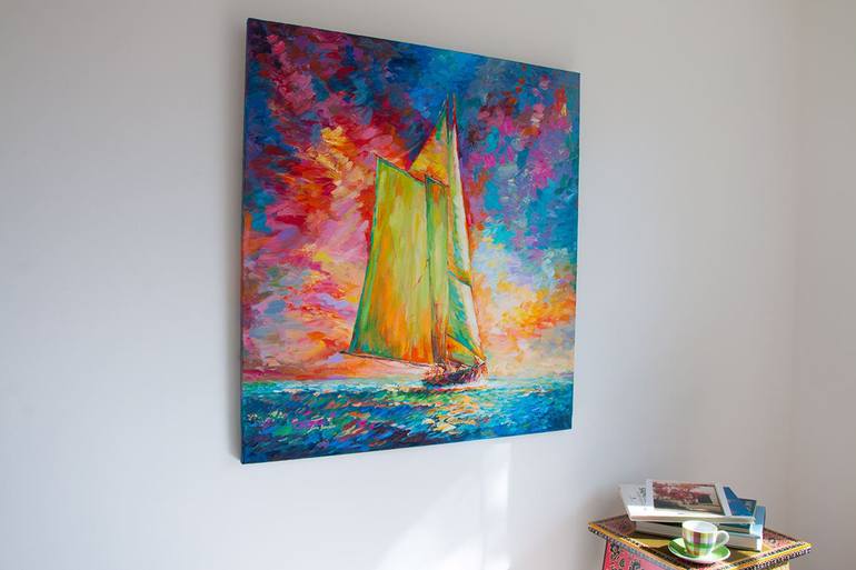 Original Impressionism Boat Painting by Leon Devenice