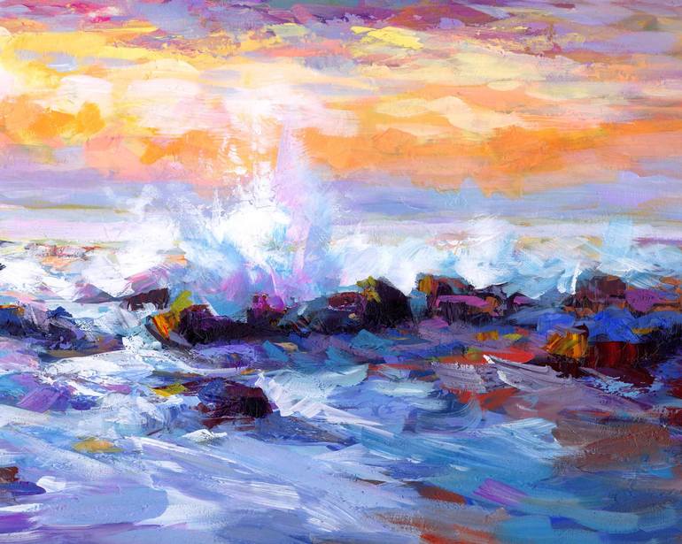 Original Impressionism Seascape Painting by Leon Devenice