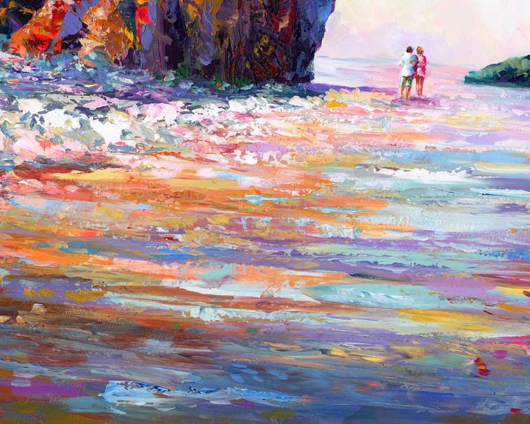 Original Impressionism Beach Painting by Leon Devenice