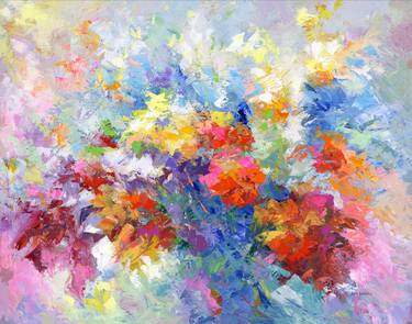 Original Abstract Floral Paintings by Leon Devenice
