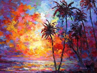 Original Impressionism Beach Paintings by Leon Devenice