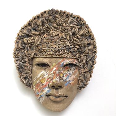 Oriental with Opera Headdress (ceramic wall mask) thumb