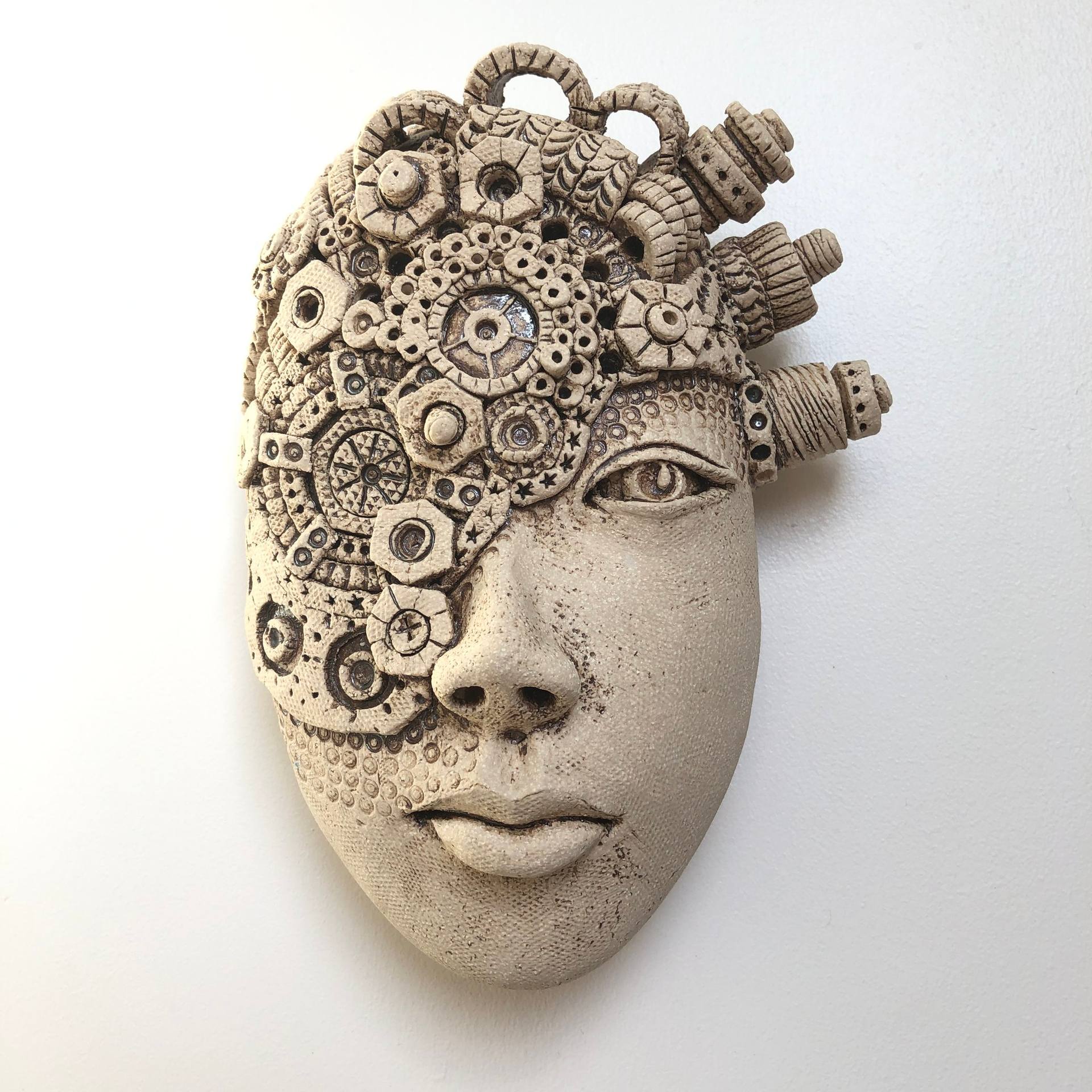 Harmony (ceramic wall mask) Sculpture by Jenny Chan | Saatchi Art