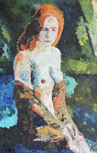 Naked woman with red hair, abstract portait thumb