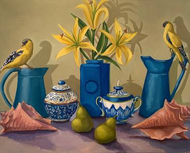 Goldfinches with Lilies and Pears thumb