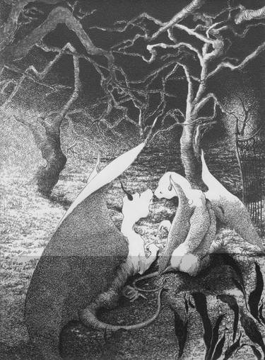 Print of Figurative Fantasy Printmaking by Henriette Heyn Olsen