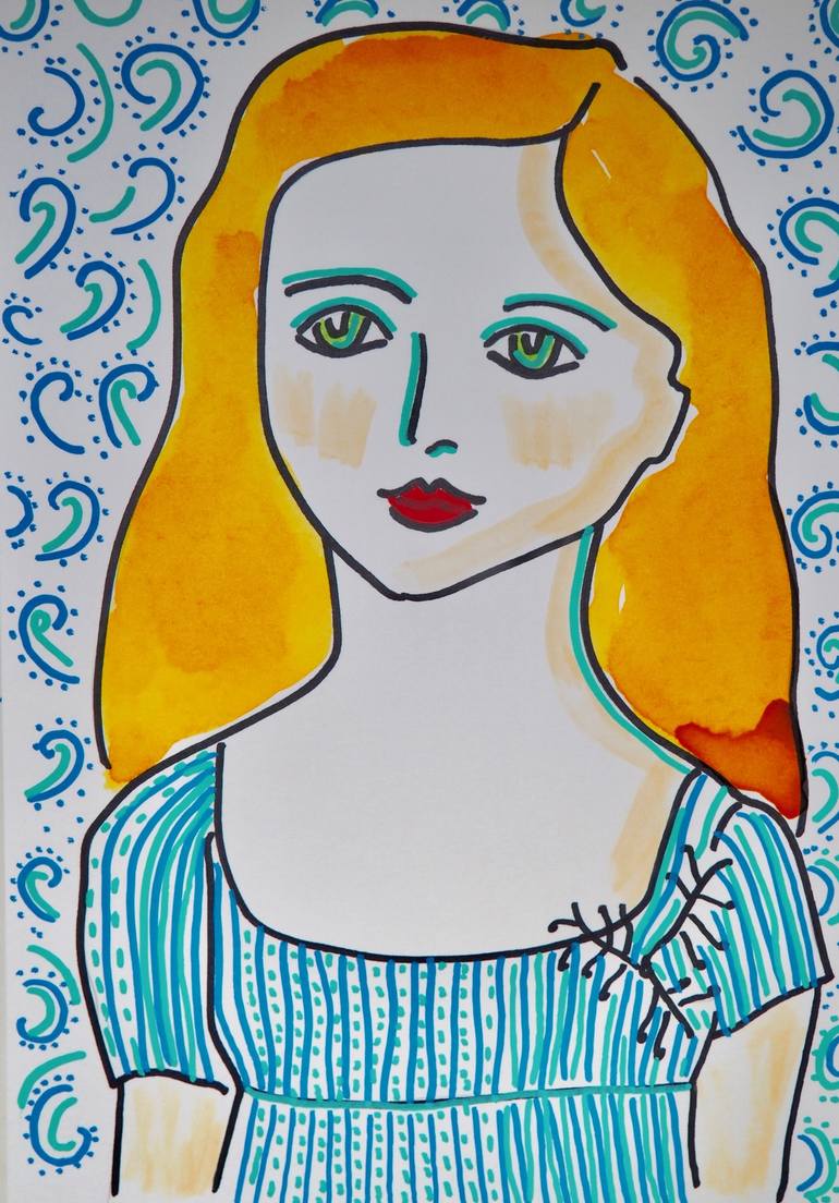Beautiful blonde girl Painting by Eva Fabiana | Saatchi Art