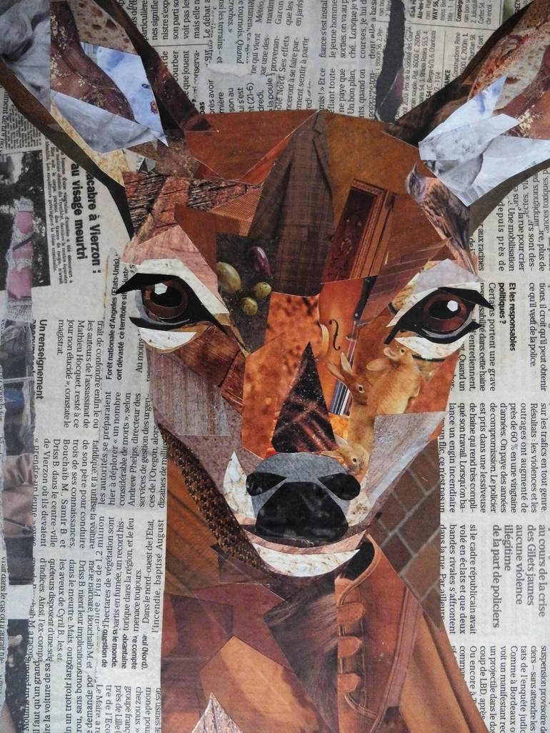 Original Animal Collage by Laurence Hochin
