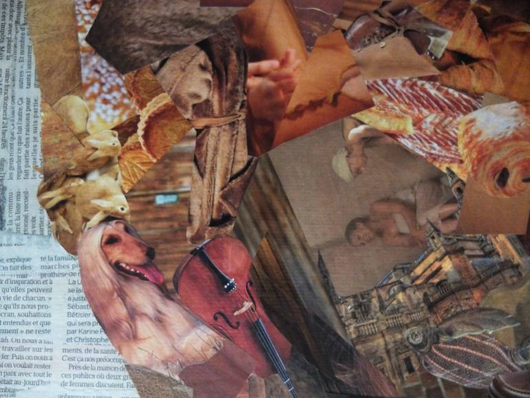 Original Figurative Animal Collage by Laurence Hochin