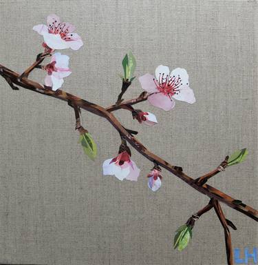 Original Figurative Floral Collage by Laurence Hochin